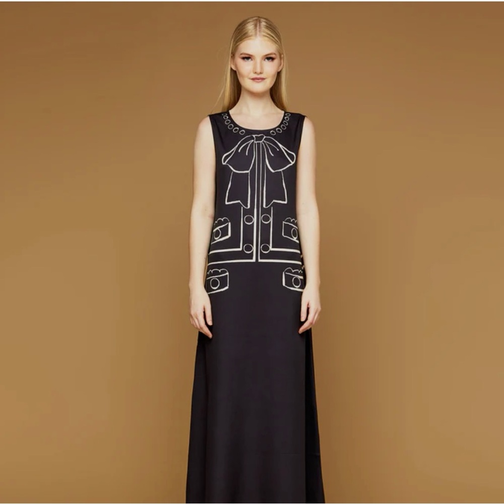 NWT MME.MINK Beatrice Garden Dress in Noir - Black. Size Large. MMEMINK